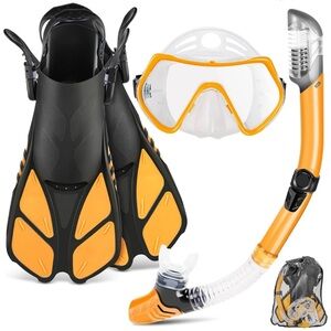 ZEEPORTE Mask Fin Snorkel Set, Travel Size Snorkeling Gear For Adults